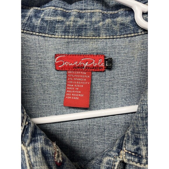 Southpole Junior Collection Jean Jacket Sz Large Women’s juniors Distressed Y2K - Picture 2 of 5